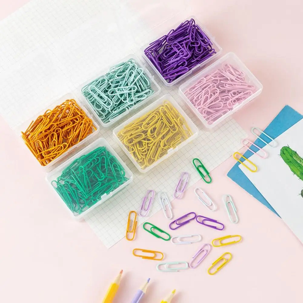 50PCS Mini Creative Metal Paper Clips Colored Alloy Bookmark Clip Binding Binder Clamps Office