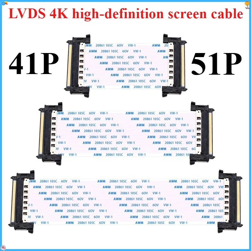 41Pin 51Pin 4K High-Definition LVDS LCD Ribbon Cable AWM 20861 20706 105C 60V VW-1 V-by-One FFC FPC for Display Connectivity