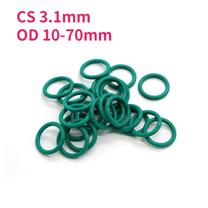 Fluorine Rubber O-Ring Green FKM O Ring Oil Sealing Gasket CS 3.1mm OD 10-70mm