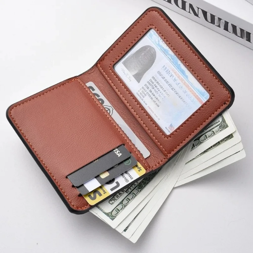 New Men's Retro Style Slim Mini Vertical PU Leather Wallet for Men Ultra Thin Compact Card Holder Cash Pocket Portable