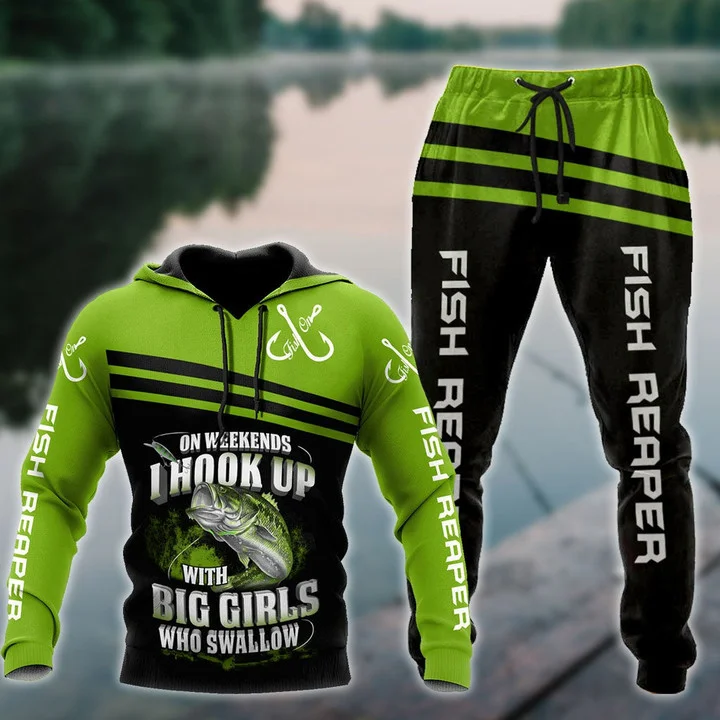 

Autumn Winter 3D Printing Boys Girls Go Fishing Pattern Tracksuit Set Casual Hoodie+Pants 2pcs Sets Fashion Unisex Clothing