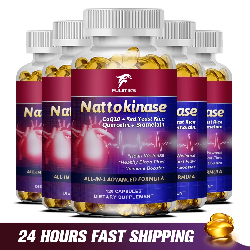 Natural Organic Nattokinase Serine Peptidase Gluten-Free Immune Support Non-GMO 120 Vegetarian Supplement