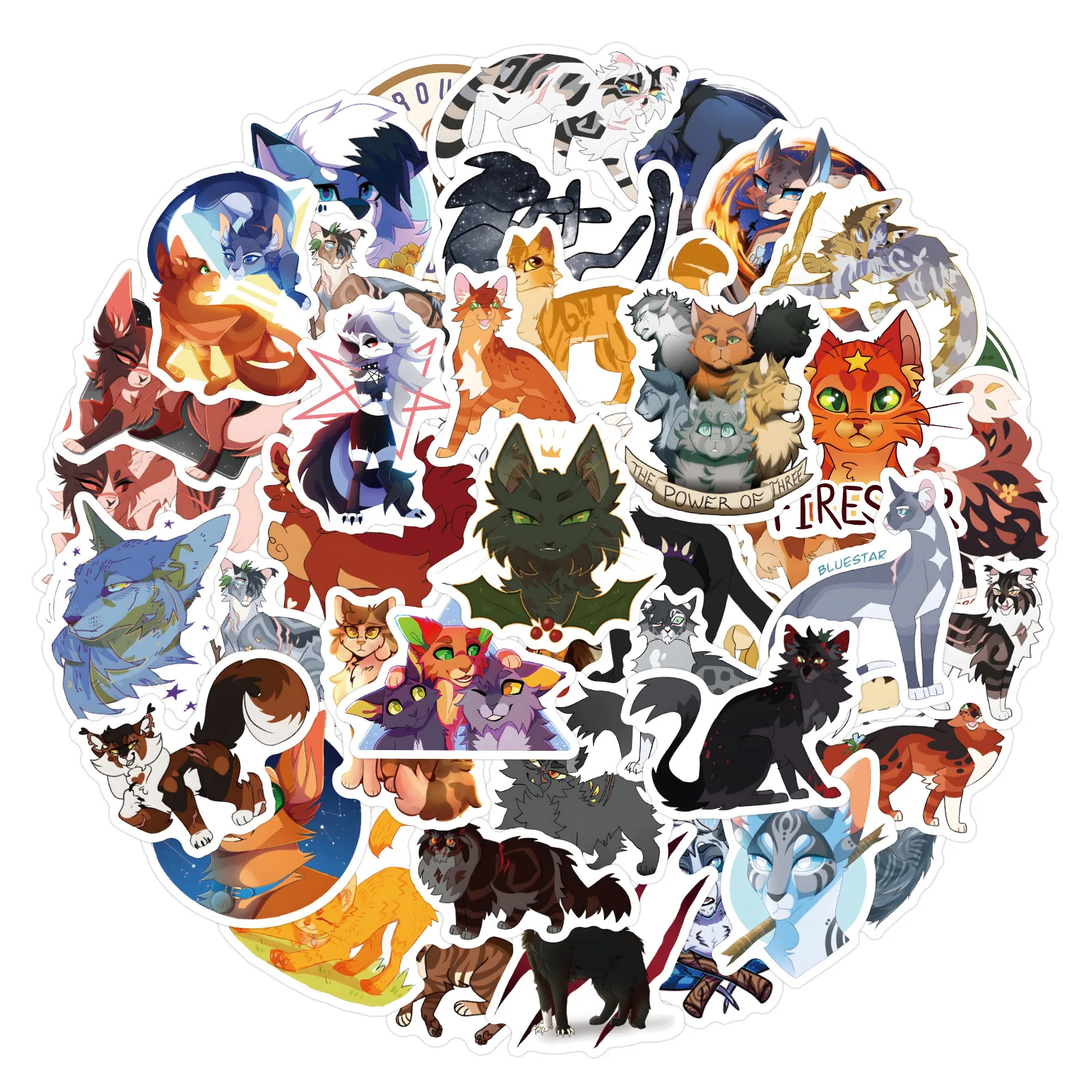 

10/60PCS Warriors Cute Cat Cool Graffiti Stickers Personalized Creative Decorative Bookshelf Desk Glasses Box Waterproof Decal