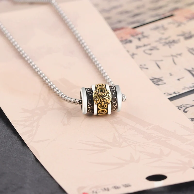 Attracting Wealth and Prosperity Necklace for Men Trendy Minimalist Retro Chinese Coin Choker Necklace Lucky Talisman Pendant
