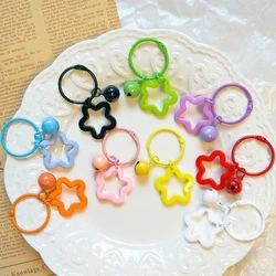 5/10pcs Metal Keyrings With Open Ring Buckle Star Bells Pendant Colored Keychain For Diy Jewelry Making Key Ring Accessories