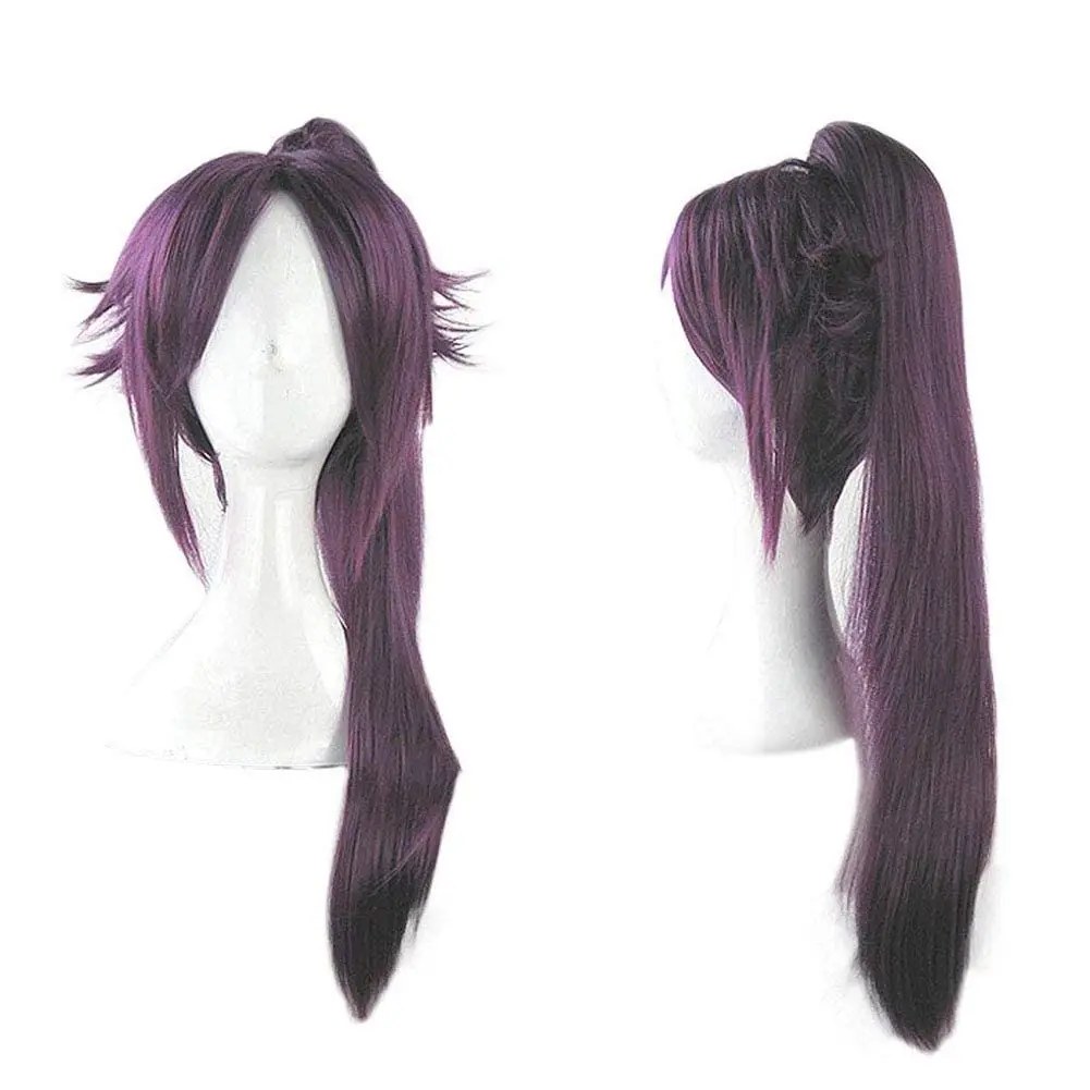 

Shihoin Yoruichi фиолетовый парик для косплея, костюм, парик для волос + 1 хвостик + шапочка для парика