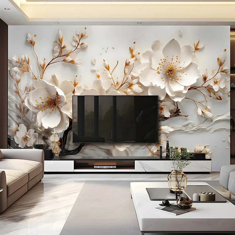 

3D Peach Blossom New Chinese style Wallpaper Photo Wall Murals Living Room Bedroom Dining Room Luxury Home Decor Papel De Parede