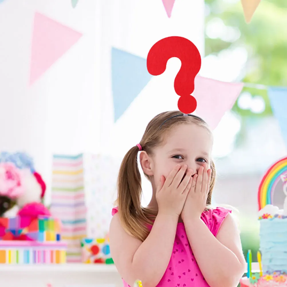 4 Stück lustige Requisiten Stirnband Haarreifen Herz Festival Zubehör Kopfschmuck Stoff Kostüm Stirnbänder mit Frage Kopfbedeckung Mode