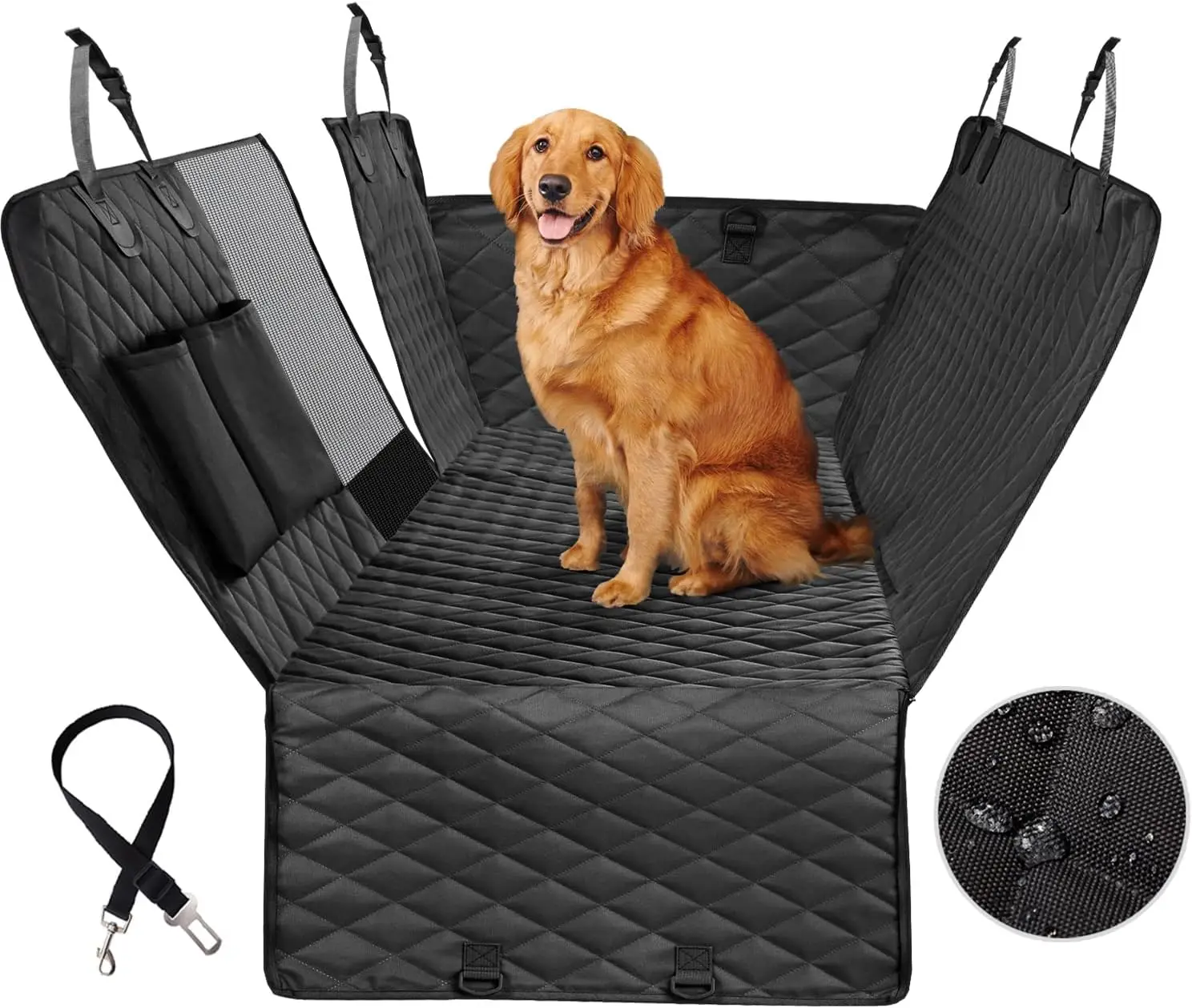 

Extra Large Waterproof Dog Car Hammock with Mesh Window, Anti-Slip Seat Cover for Back Seat
