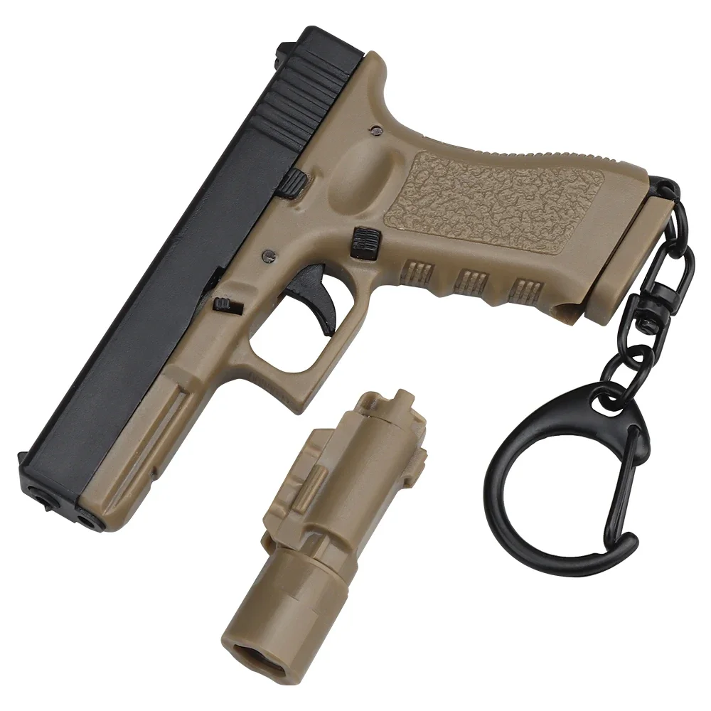 G-17 Keychain Plastic 1:4 Mini Pistol Gun Shape Weapon Keyring Gift Detachable With Flashlight Lever and Magazine