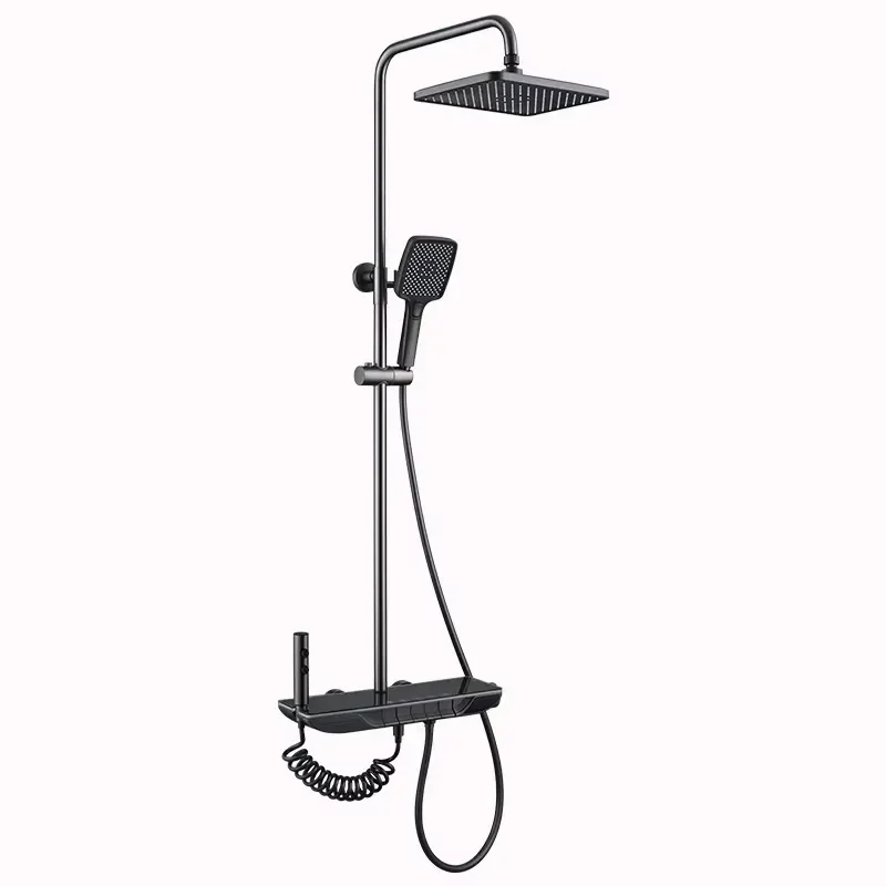 Smart Digital Thermostatic Shower Set Brass Piano Key Bathroom Faucet Single Handle Hotel Home Bath Rainfall Mixer Tap Kit view 6