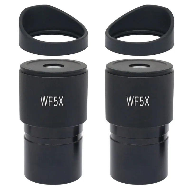 2PCS WF5X Wide Angle Microscope Eyepiece Optical Lens Mounting Size 30 mm Field of View 20 mm with Eyecups for Stereo Microscope