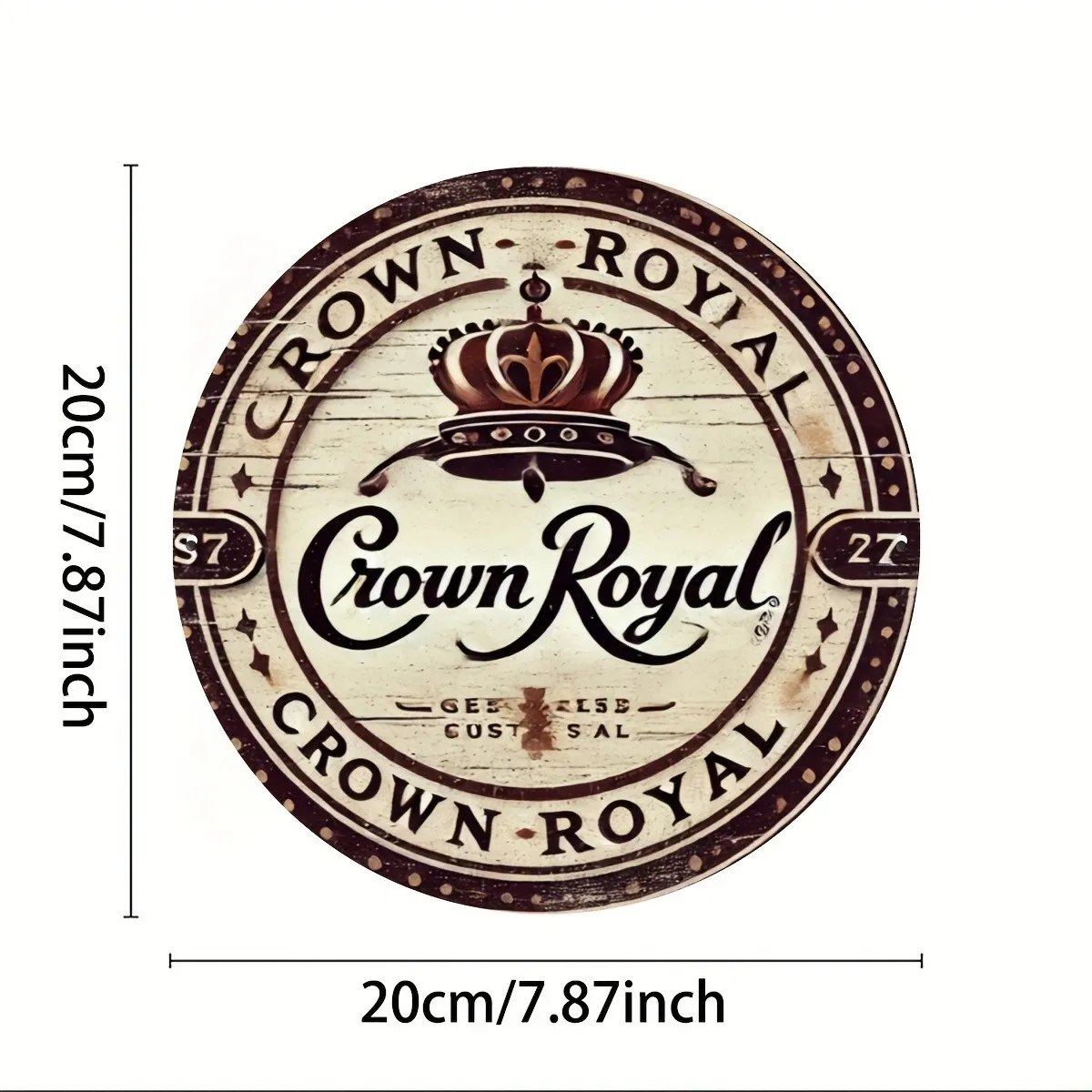Vintage Crown Royal Round Aluminum Tin Metal Signs Home Décor 8x8