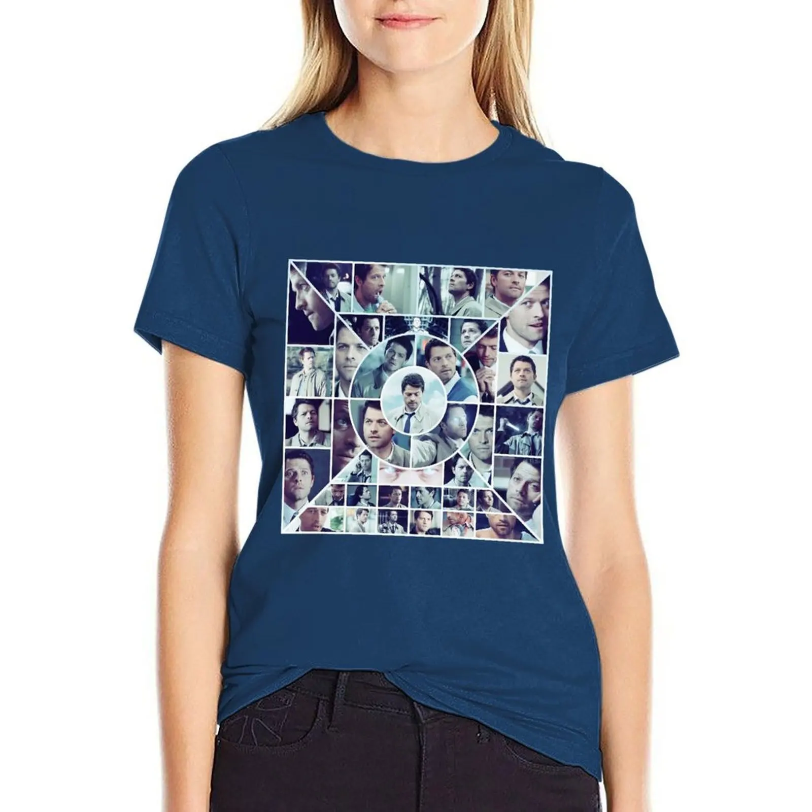 

Castiel Collage T-shirt female graphics Women's summer blouses 2024
