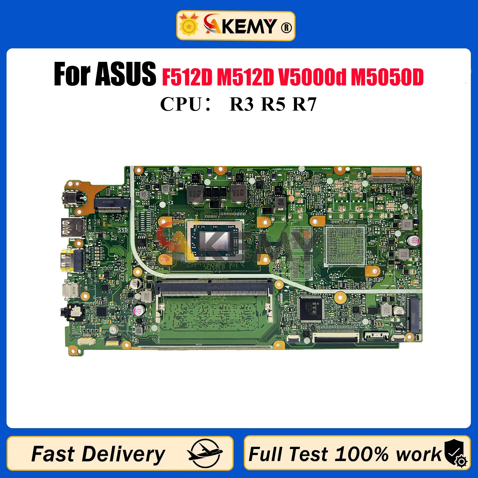 

X512DAU Материнская плата для ноутбука ASUS VivoBook X512D F512D M512D V5000d M5050D X512DA X512DK X512DAP Материнская плата с процессором R3 R5 R7