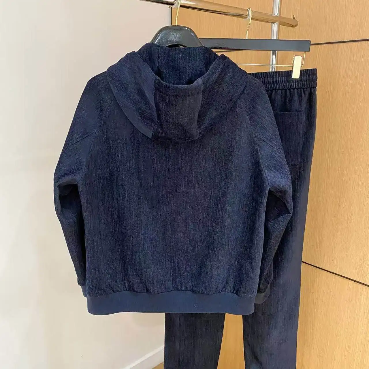 Italian autumn and winter new old money wind blended suit hooded embroidered jacket casual trousers