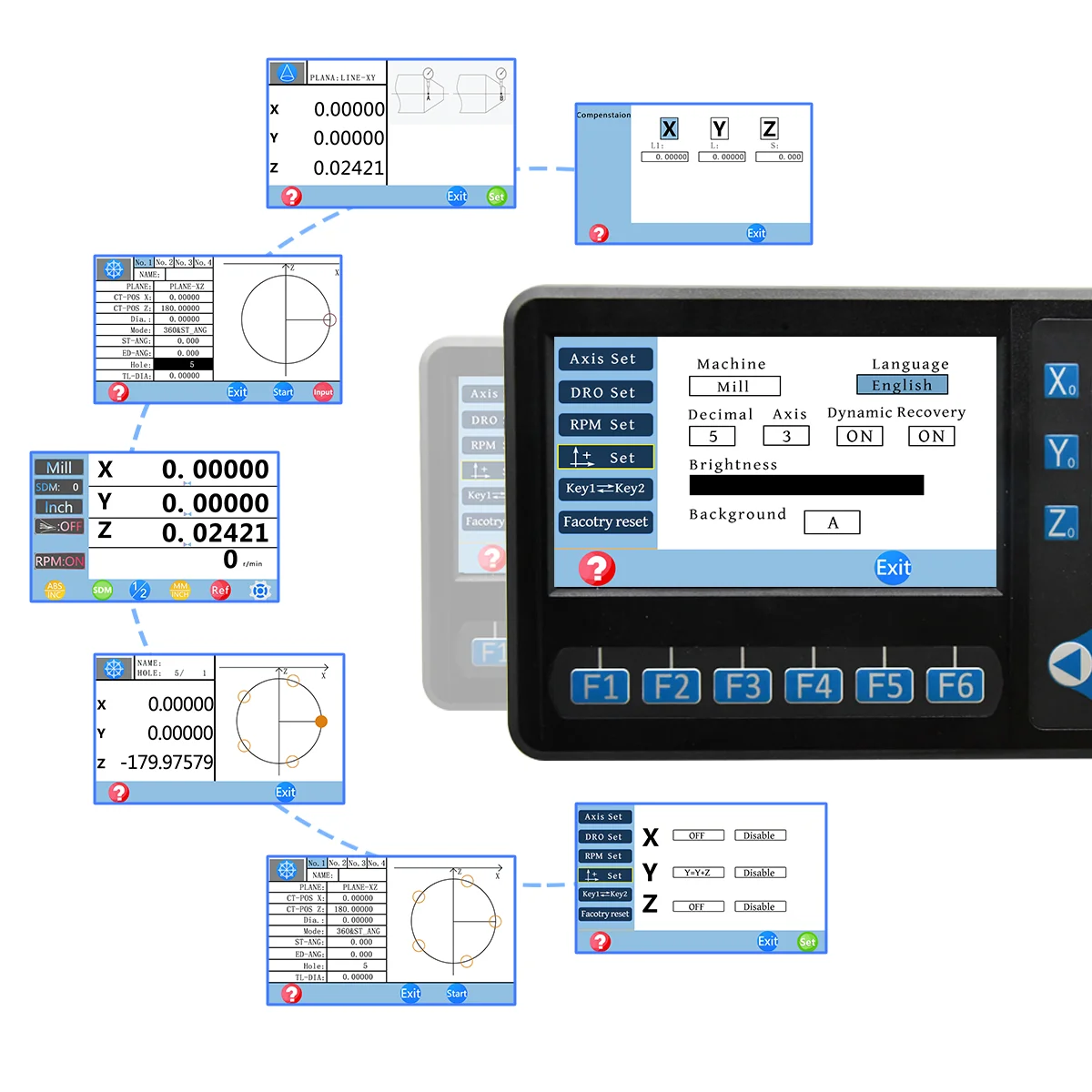 Ditron SINO DRO D80 3 Axis /2 Axis LCD Digital Readout Display RPM  and 50-1000mm 3pcs / 2pcs Optical Linear Glass Scale