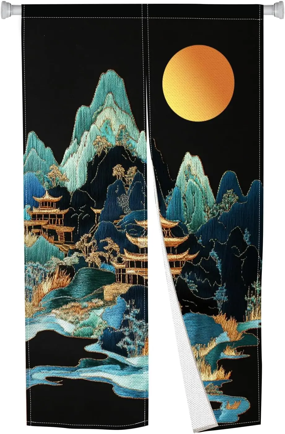 Japanese Doorway Curtain Noren Abstract Mount Moon Printing Long Style Japanese Door Curtain Tapestry Panel for Wall Hanging