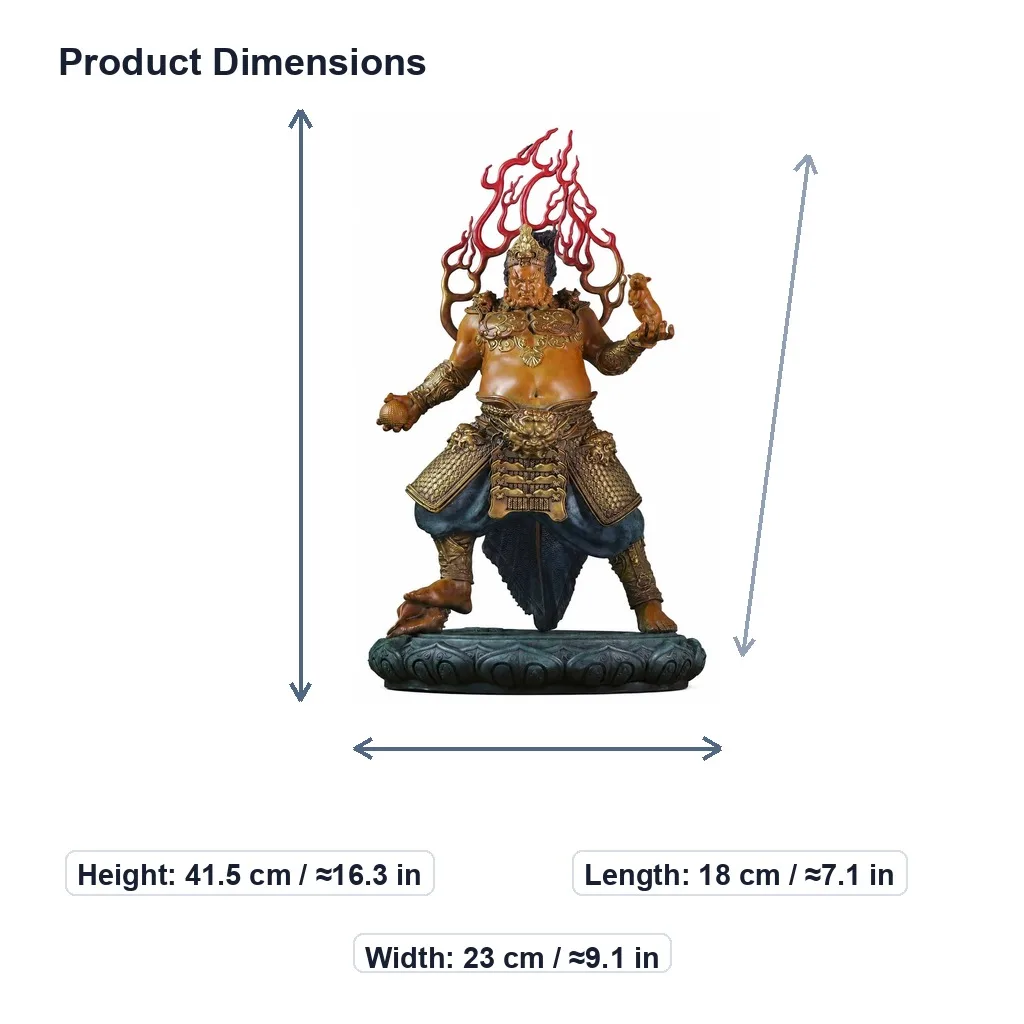 Handcrafted Copper Yellow Jambhala Statue for Traditional Tibetan Buddhist Feng Shui Home Living Room Desk Decor Gift