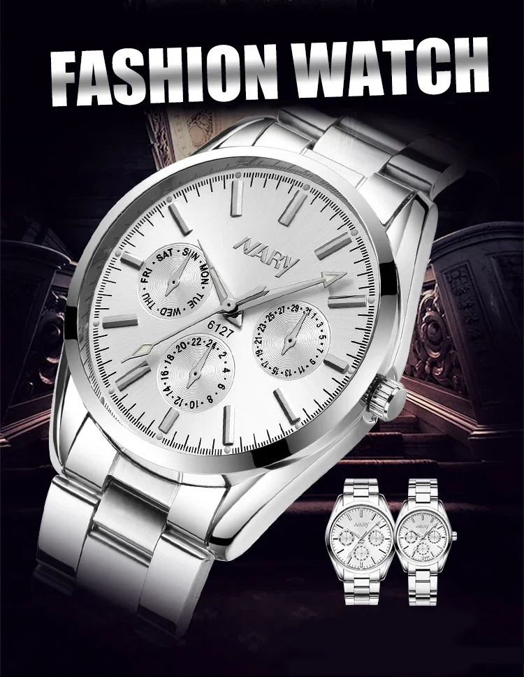 Luxury Watch for Women Luxury Fashion Rhinestone Stainless Steel Fake Three Eyes Quartz Women Watch Gift for Lady Relógio Femino