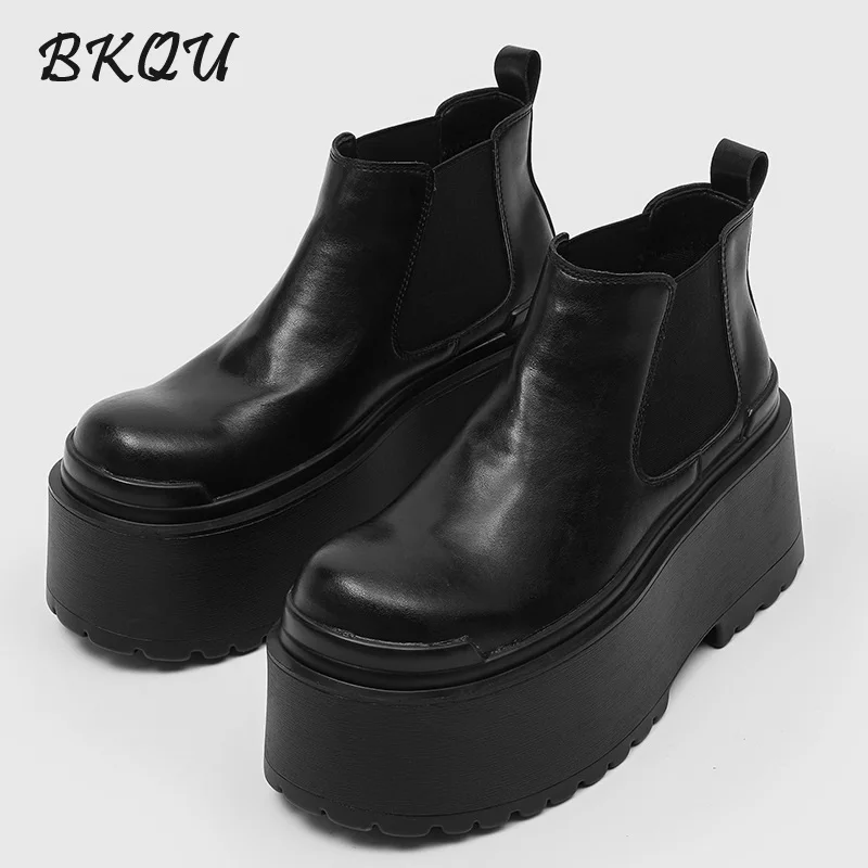 

BKQU 10-centimeter High Platform Derby Shoes for Men Autumn 2025 British Style Wedge Sol Versatile and Trendy Fashion Accessory