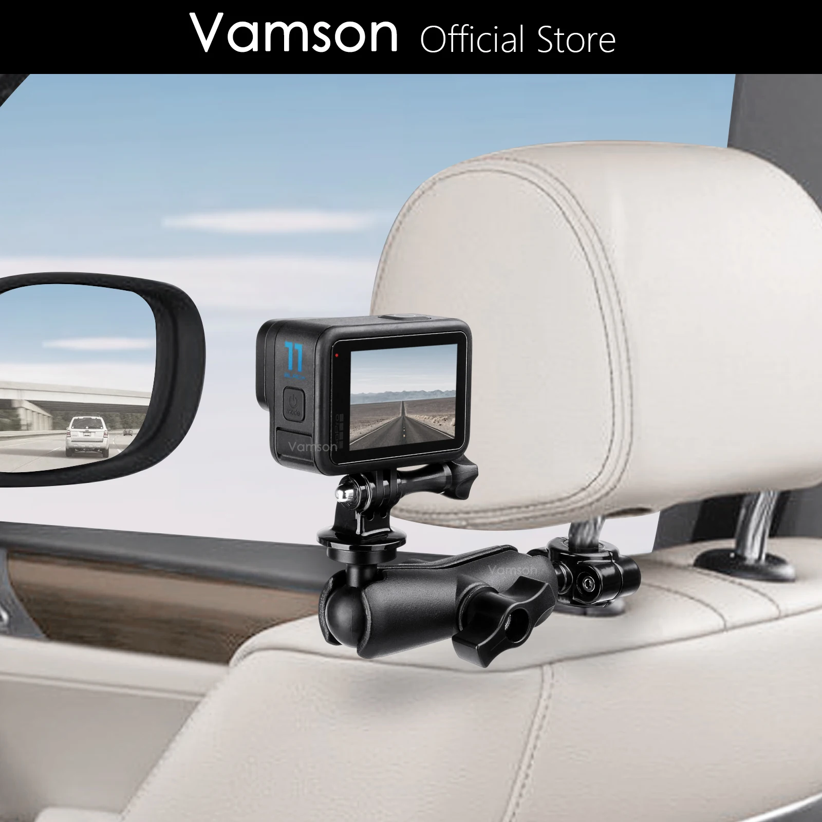 Vamson Car Rear Seat Mobile Phone Holder for Gopro Accessories Universal Motorcycle Mount Bracket for Gopro 11 10 Insta 360 DJI