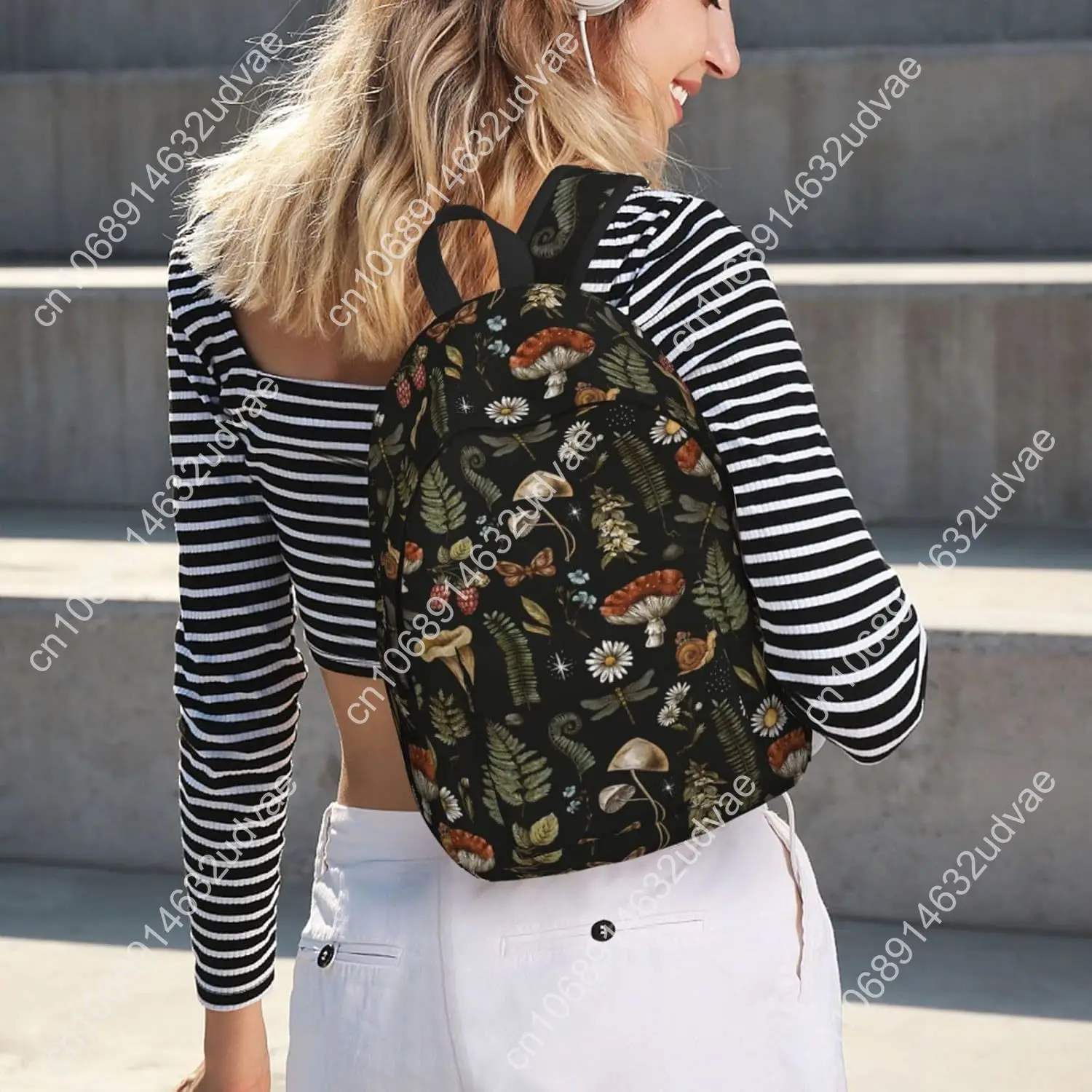 Vintage Mushroom Witchcraft Plant School Backpack for Girls Boys Women Lightweight Canvas Bookbag Casual Laptop Daypack