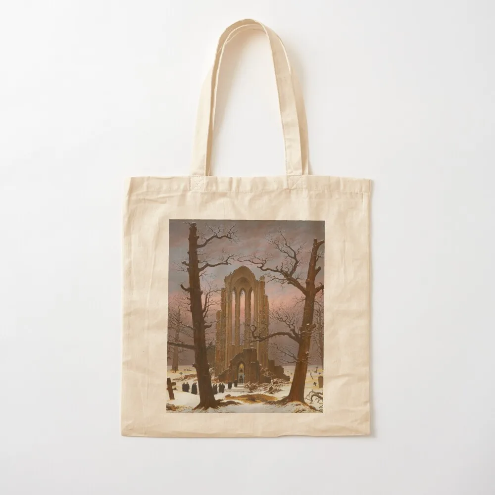 Monastery Graveyard under Snow by Caspar David Friedrich Tote Bag Candy bags personalized tote bag canvas tote bag