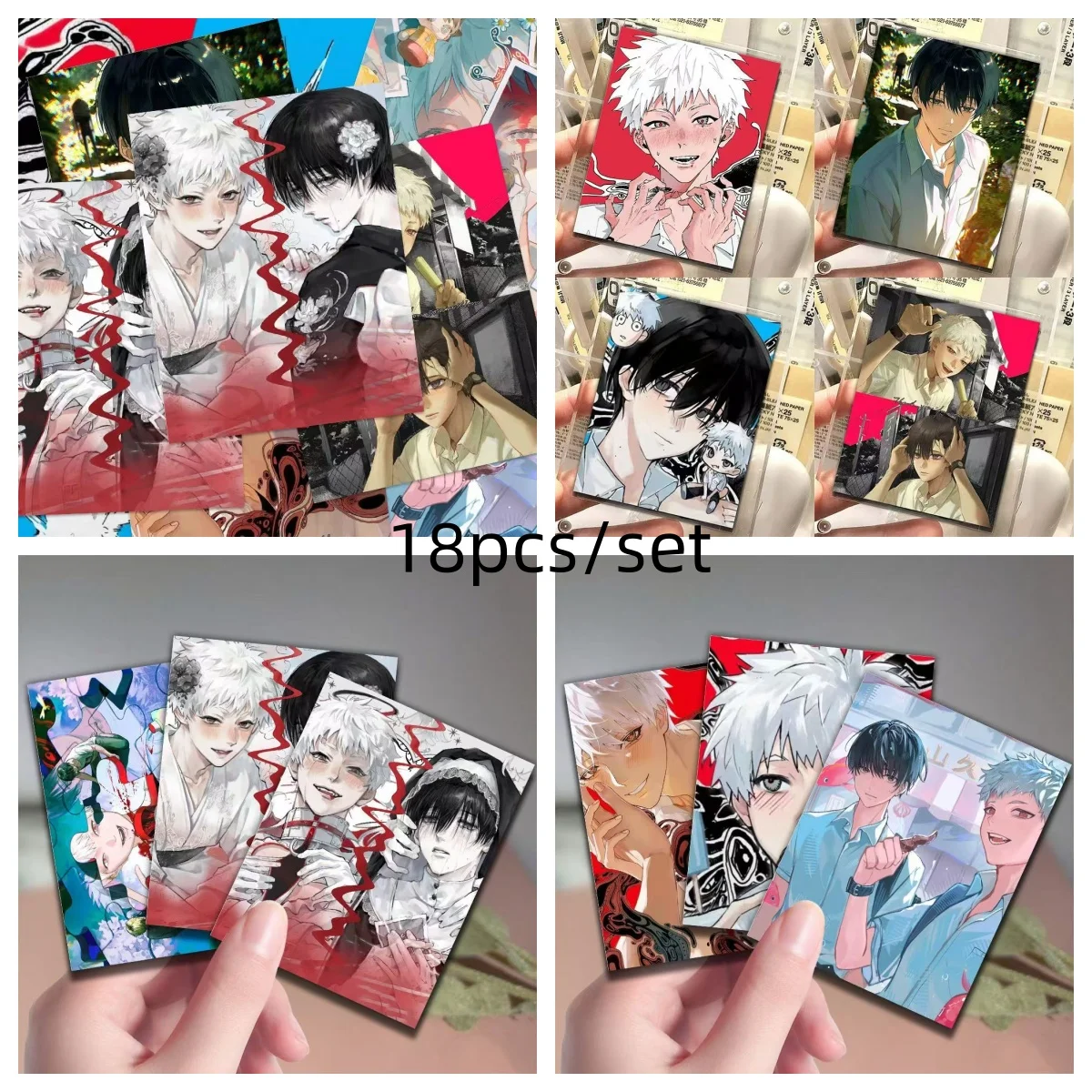 The Summer Hikaru Died Yoshiki Tsujinaka Figure 3inch PhotoCard  LOMO Cards DIY Postcard Bookmark Anime Accessories Props 18pcs