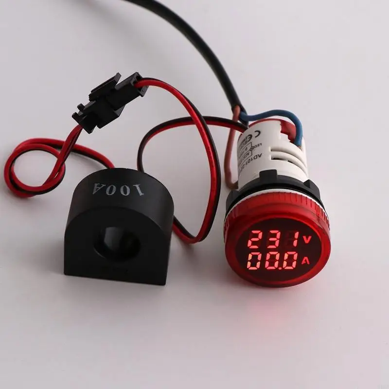 652F Round Digital Voltmeter Ammeter 2 in 1 Indicator Easy to install AC 50-500V 0-100A  Electrical Components Replaceable