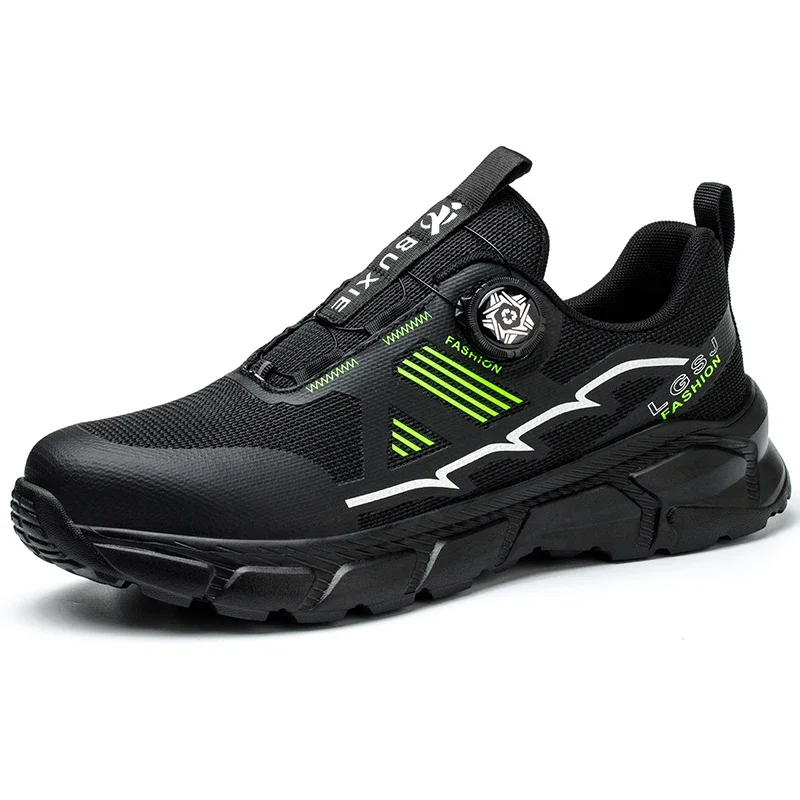 Lightweight Breathable Rotary Buckle Work Sneakers Protective Shoes Safety Industrial Puncture-Proof Anti-smash Steel Toe Shoes