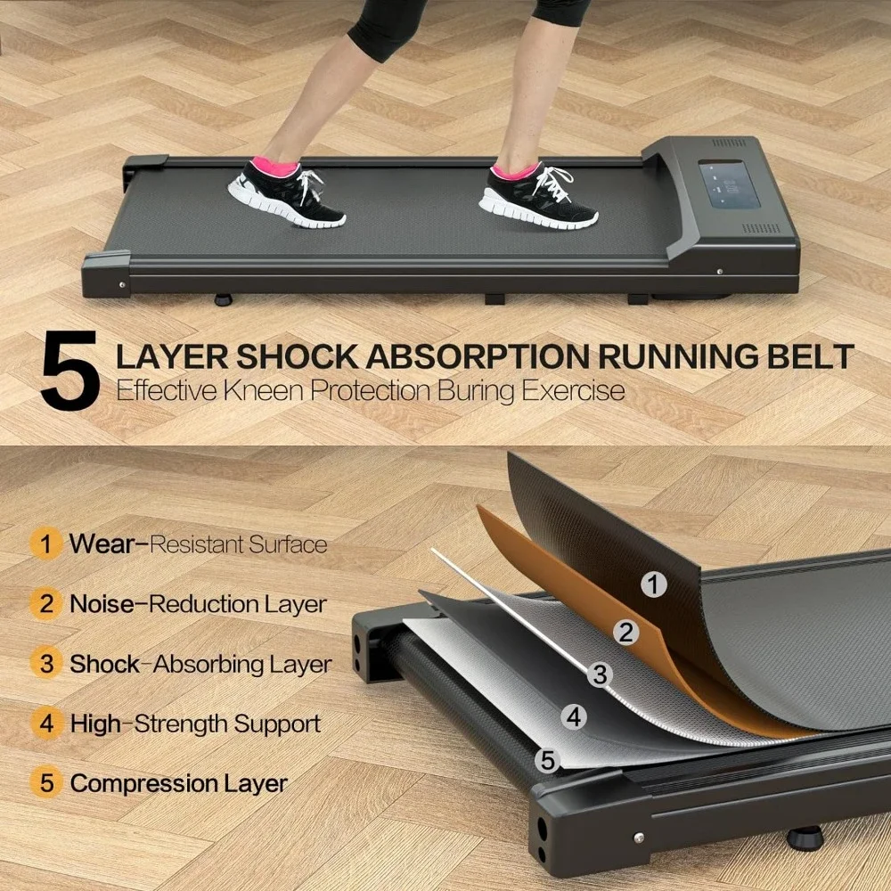 Under Desk Treadmill for Home Office, 2 in 1 Portable Walking Treadmill with Remote Control,  Jogging Machine in LED Display