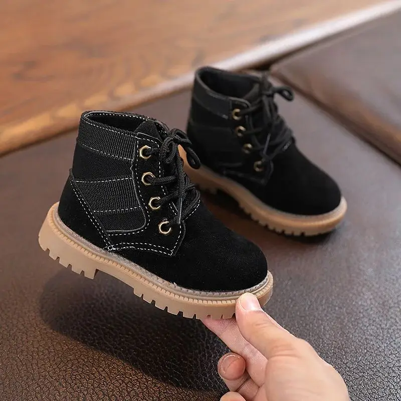 Kids Leisure Single Boots Children Small Short Boots Baby Flat Shoes Non-slip Wear-resistant Boys Girls Shoes Students Footwear