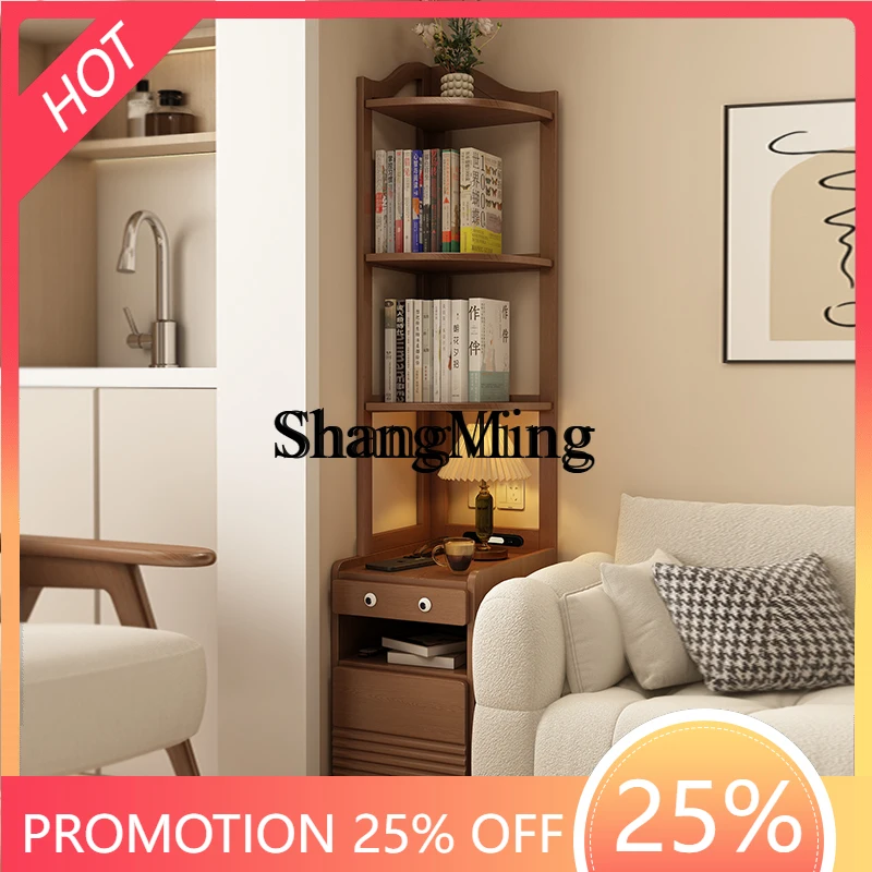 FGgood-looking New Solid Wood Corner Shelf Corner Cabinet Storage Integrated Living Room Wall Corner Triangle Storage Wall Shelf