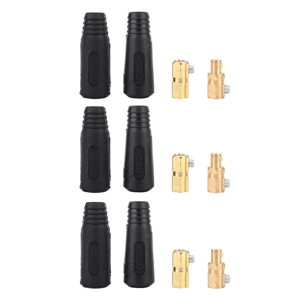 6psc Copper Euro Style Welding Cable Quick Connector 200-400A Welding Wire Connector(10-25)