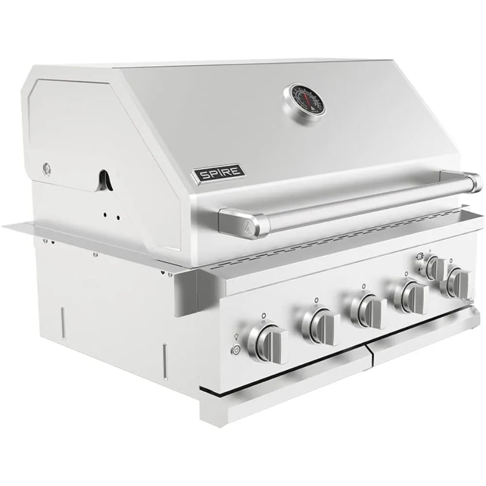 

Propane Barbecue Grill with Rear Burner, Convertible to Natural Gas,30 Inch Built-in Island Grill Head, 5 Burner