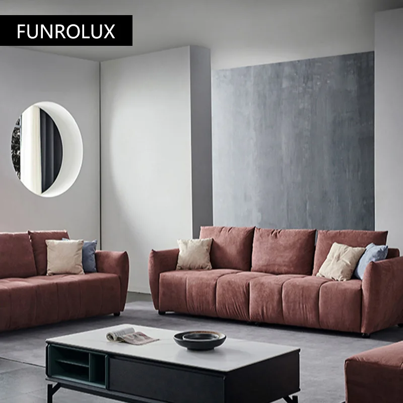 Fabric sofa  modern simple large apartment three-person/Four-seat living room combination light luxury sofa