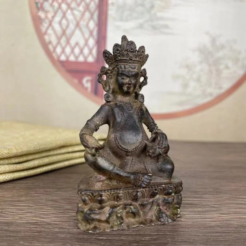Yellow Wealth God Brass Clay-Gold Tibetan Buddha Bronze Statue Living Room Temple Desktop Worship