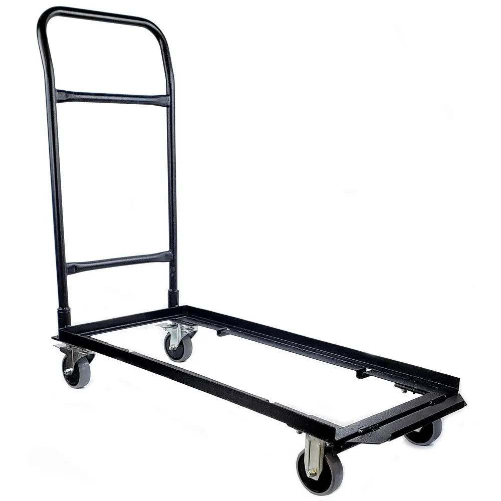 Deluxe Flat Stack Folding Chair Cart Convertible Dolly Design Holds Flat Stacking Plastic Wood and Resin Chairs