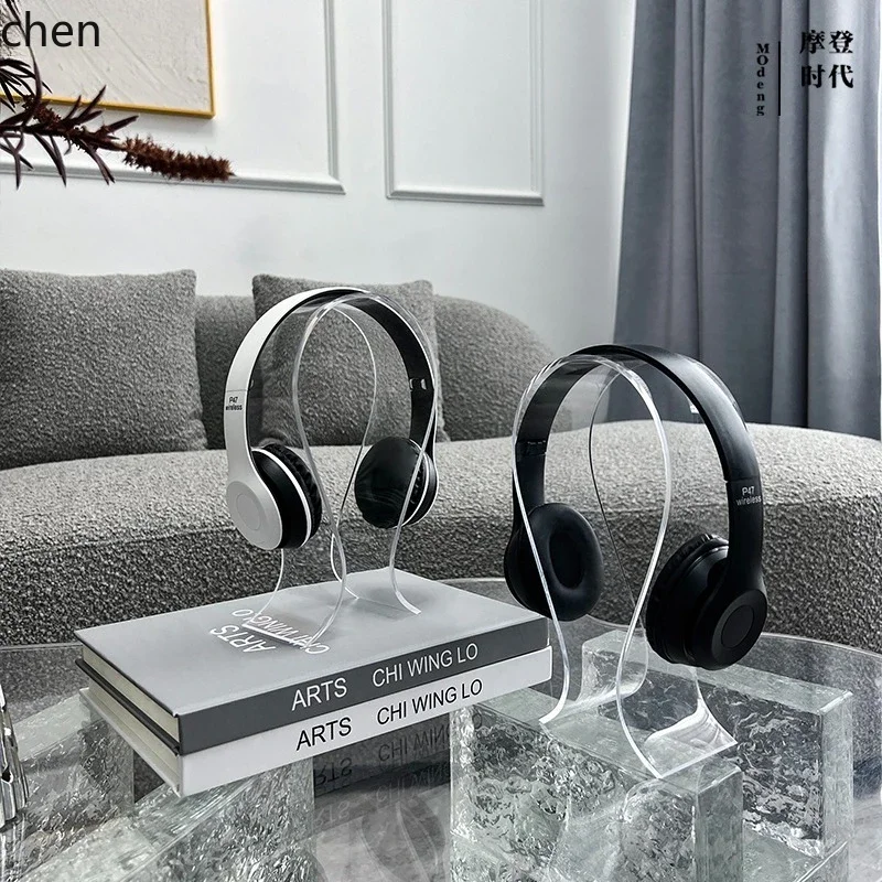 Modern Simple Headphones Headset Acrylic Leather Ornament Model Room Sales Office Entrance Bedroom Soft Decoration
