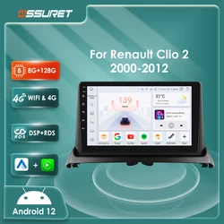Android 14 Autoradio For Renault Clio 2 2000-2012 4G Carplay multimedia player GPS navi Stereo 2din 6115 Head Unit Touch Screen