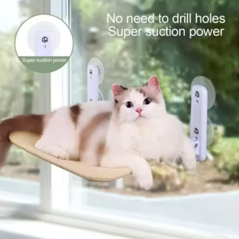 Double Suction Cups Cordless Cat Bed Hanging Platform Breathable Mesh Foldable Wall Jumping Cat Hammock Pet Bed Frame