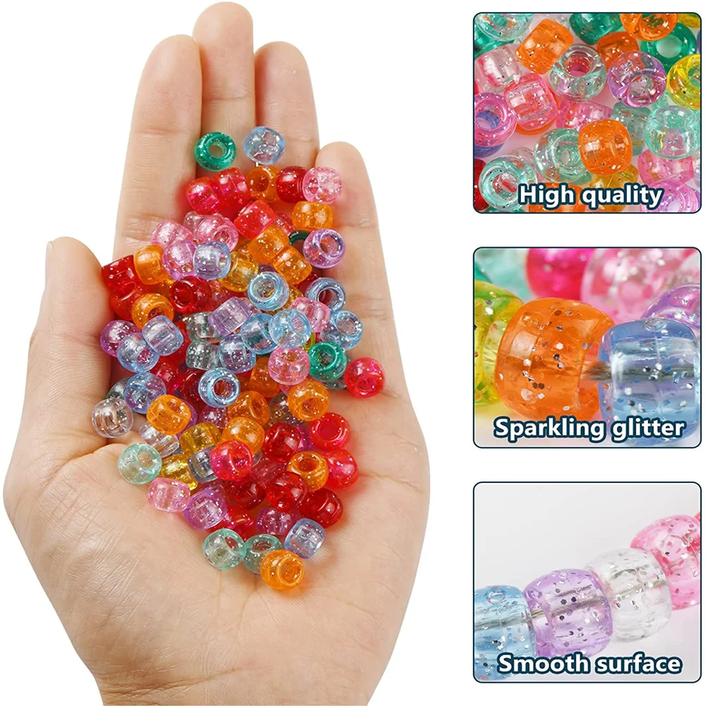 Summer Colorful Pony Beads HandCrafts Big Hole Beads For Kids DIY Bracelet Necklace Making Fashion Hair Beads Accessories - view 2