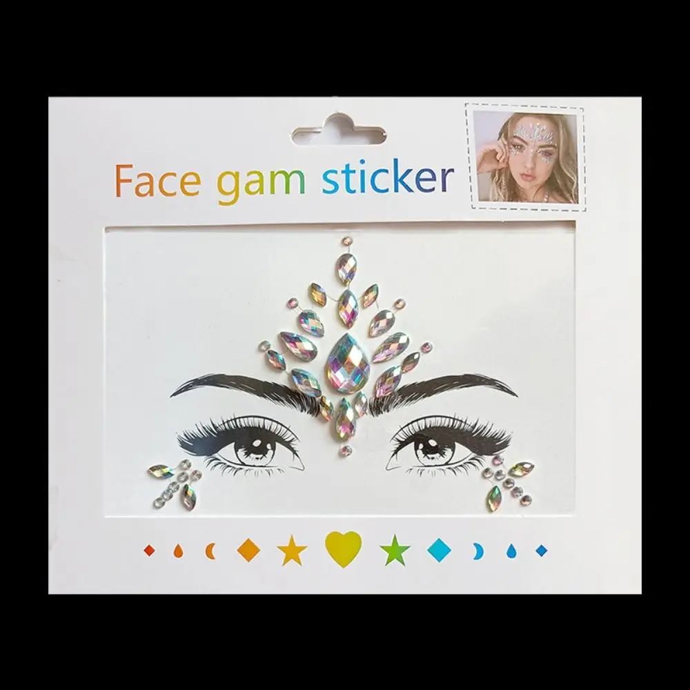 Fake Tattoo 3D Face Tattoo Crystal Sticker Fashion Charm Gems Rhinestones Sticker High Quality Colorful Temporary Tattoo Sticker