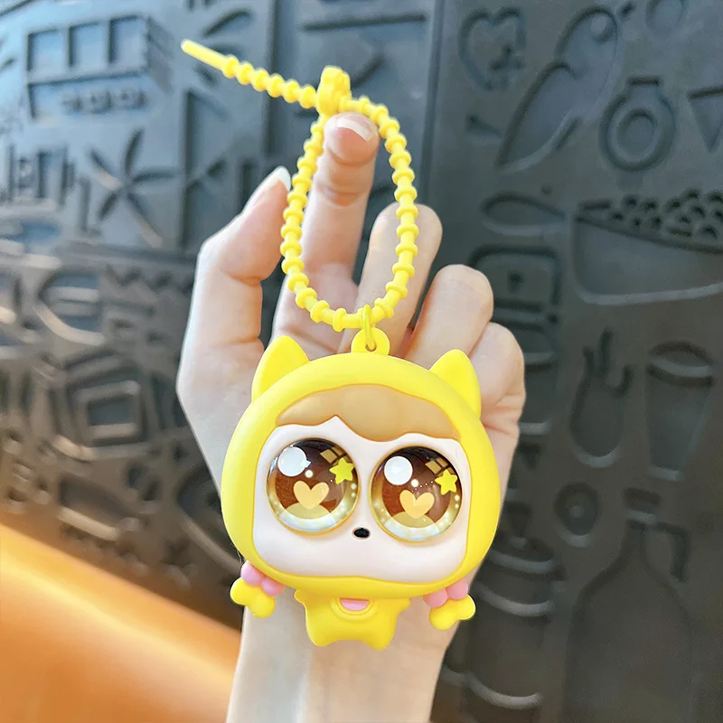 Porte-clés Pop-Up pour fille, mignon, yeux à presser, pincement, pendentif, dessin animé, amusant, soulagement du Stress, jouet pour étudiant, pendentif pour sac à dos