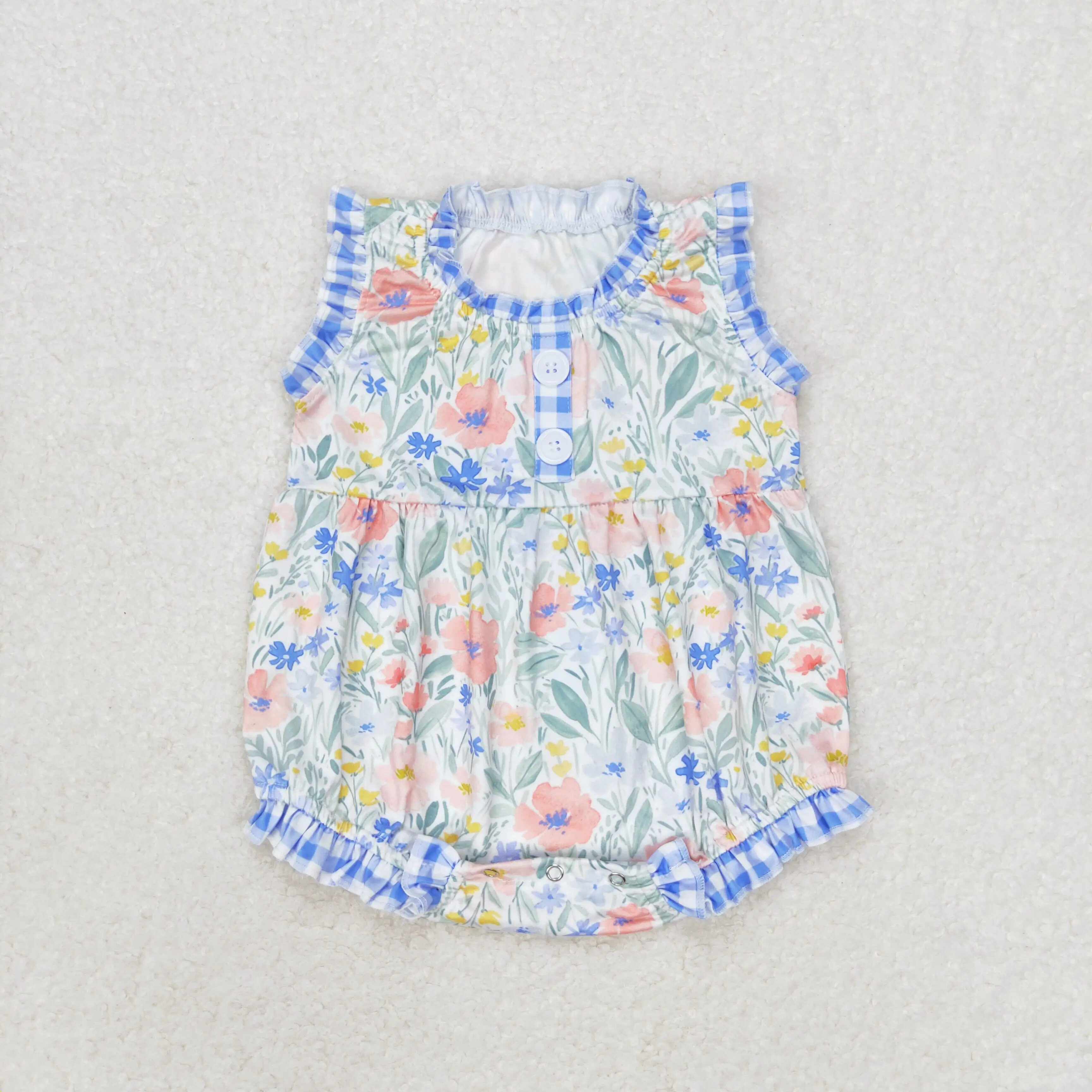 

SR1345 Fashion Baby Girls Summer Clothes Toddler Sleeveless Flower Print Kids Boutique Romper