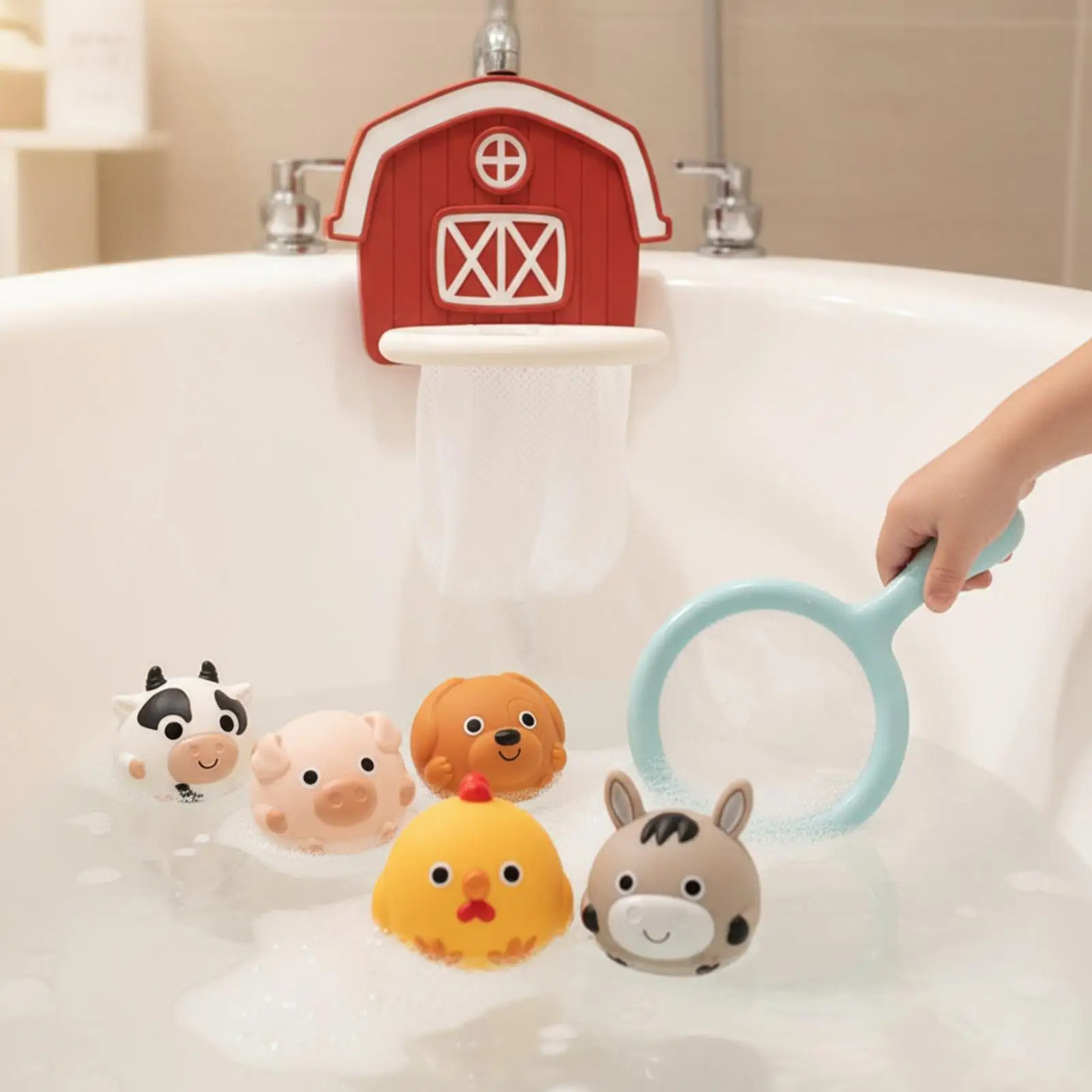 Kids Bathtub Toys Interactive Water Game With 6 Animal Balls Bathtub Basketball Hoop Suction Cups For Kids Boys Girls Traveling