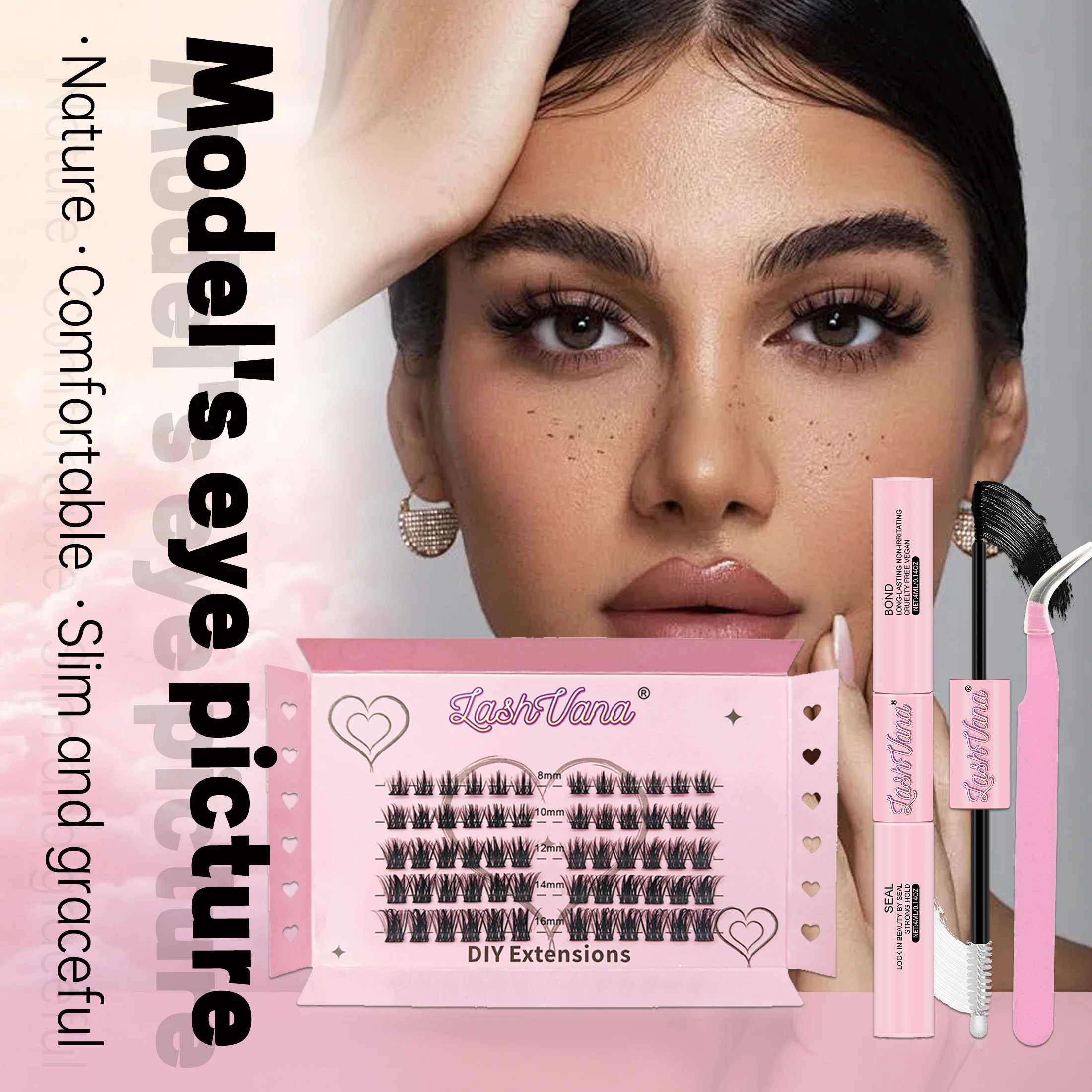 Kit d'extensions de cils, grappes de cils, ensemble de maquillage, bricolage, liaison et joint de cils, applicateur dissolvant de colle