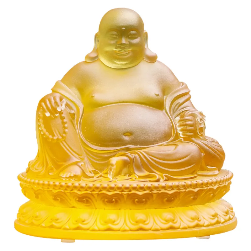 Coloured Glaze Belly Maitreya Buddha Lucky Laughing Worship at Home Ornaments view 3