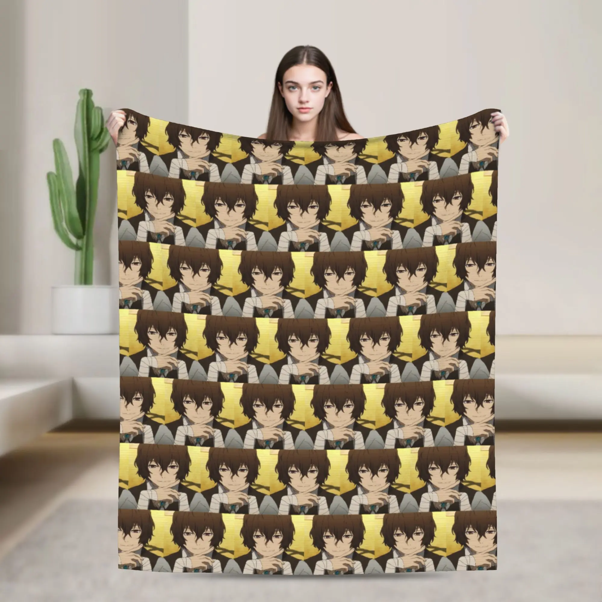 Dazai Bungo Stray Dogs Blankets Flannel Print  Breathable Super Warm Throw Blanket for Bed Couch Bedding Throws
